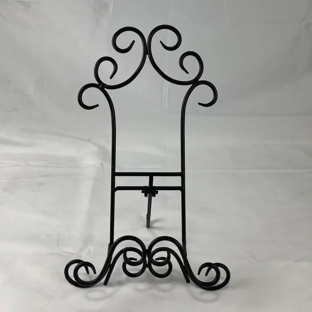 Wrought Iron Book Holder Rack Easel Bible Cookbook Art Display Black Metal